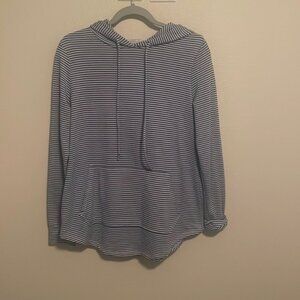 Blue striped pull over hoodie
